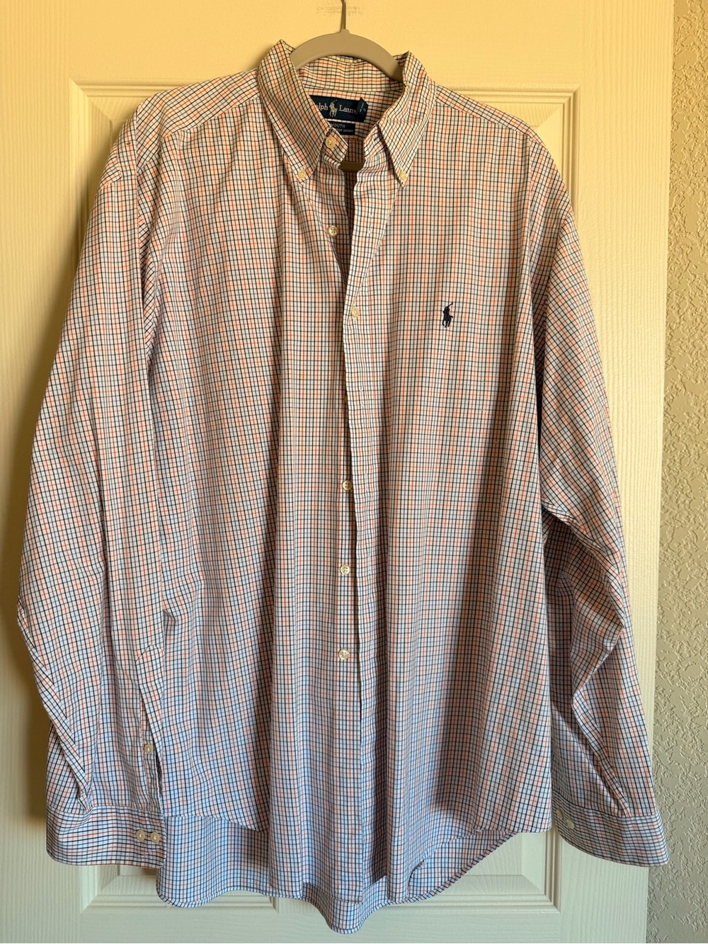 Polo by Ralph Lauren Men’s Long-Sleeve Button-Down Check Shirt Size 17 XL Cotton